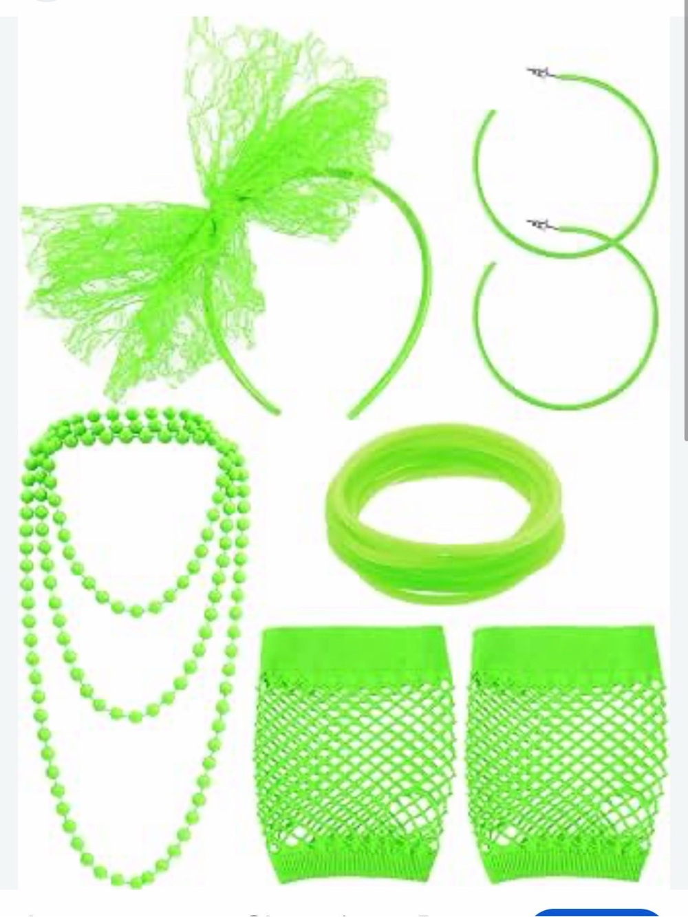 Neon Green Womens 80s Party Accessory Set Costume